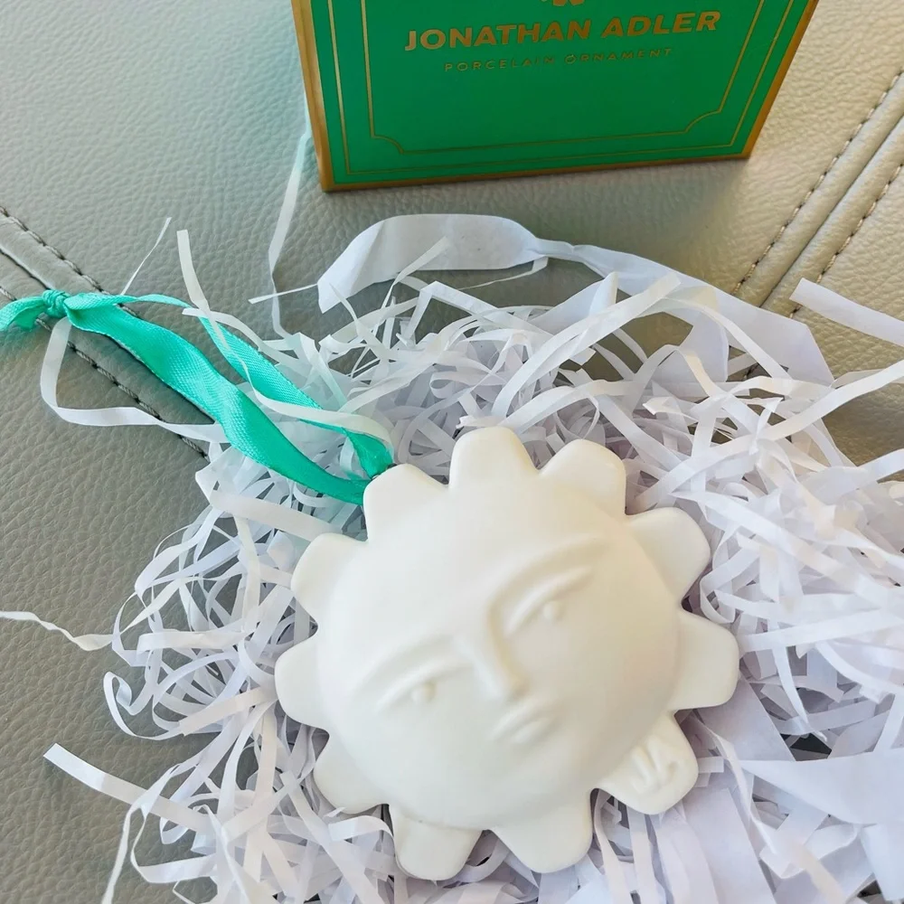 New in Box Jonathan Adler Matte Porcelain SUN Menagerie Christmas Ornament